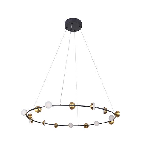 PENDENTE GRAVIOLA PRETO / DOURADO (D)60CM (A)5,7CM 16XLED INTEGRADO 3W 3000K 2640LM IP20