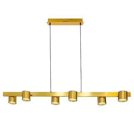 PENDENTE DOPPIO LATÃO (L)13,2CM (C)120CM (A)6CM 6XLED INTEGRADO 5W 3000K 1590LM IP20