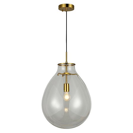 PENDENTE CAJU TRANSPARENTE / DOURADO (D)40CM (A)54CM 1XE27 BULBO MAX 40W IP20
