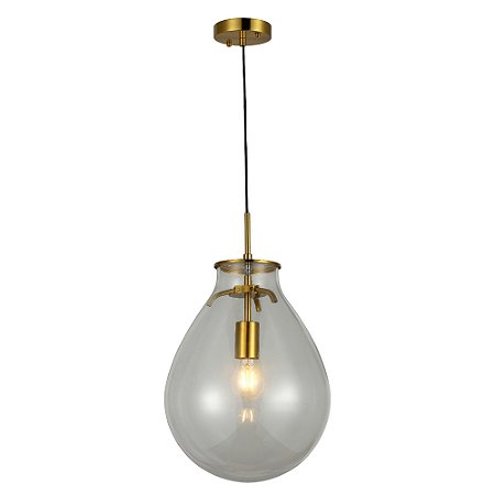PENDENTE CAJU TRANSPARENTE / DOURADO (D)30CM (A)48CM 1XE27 BULBO MAX 40W IP20