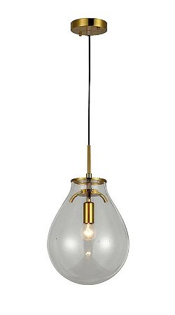 PENDENTE CAJU TRANSPARENTE / DOURADO (D)23CM (A)29CM 1XE14 BULBO MAX 40W IP20