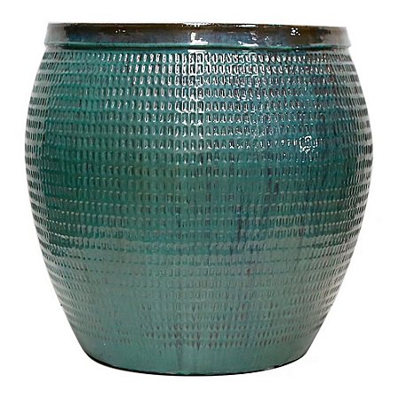 VASO VIETNAMITA CERÂMICA IMPORTADO ISTAMBUL GRANDE AQUA D80CM X A80CM