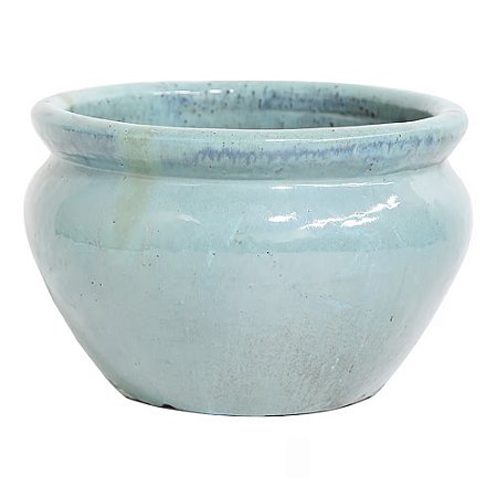 BACIA VIETNAMITA CERÂMICA IMPORTADO GRÉCIA MÉDIO AQUA D59CM X A32CM