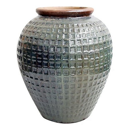 VASO RÚSTICO  CERÂMICA IMPORTADO INGLATERRA VERDE D62CM X A80CM