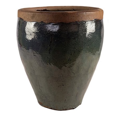 VASO CERÂMICA IMPORTADO FIJI RÚSTICO VERDE MÉDIO D60CM X A72CM