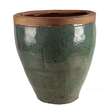 VASO CERÂMICA IMPORTADO FIJI RÚSTICO VERDE GRANDE D75CM X A85CM
