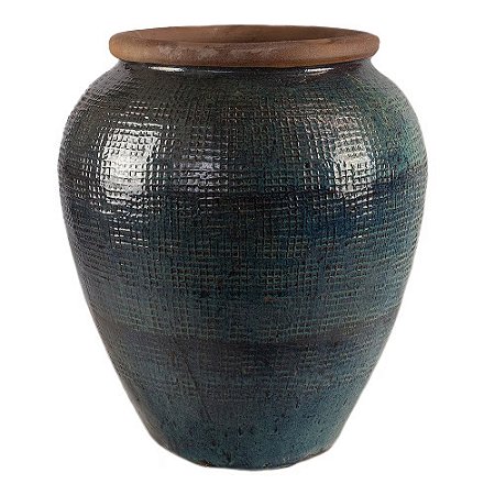 VASO CERÂMICA IMPORTADO LONDRES RÚSTICO VERDE GRANDE D78CM X A93CM