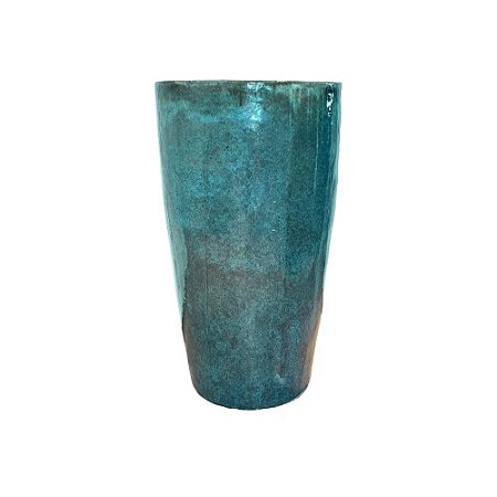 VASO VIETNAMITA CERÂMICA IMPORTADO SINGAPURA PEQUENO MOSS GREEN D30CM X A60CM