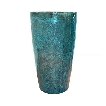 VASO VIETNAMITA CERÂMICA IMPORTADO SINGAPURA MÉDIO MOSS GREEN D40CM X A70CM