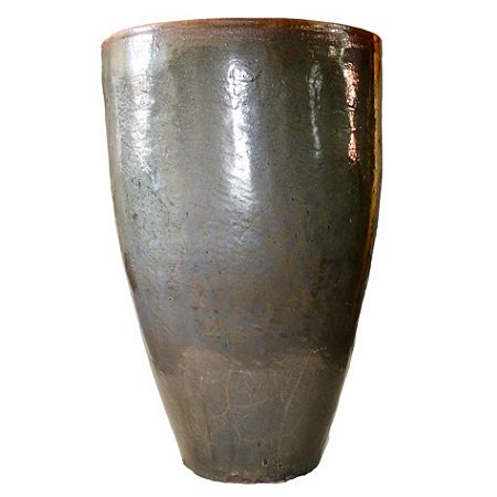 VASO CERÂMICA IMPORTADO RÚSTICO AUSTRÁLIA VERDE MÉDIO D45CM X A70CM