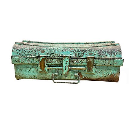 BAÚ BALI ANTIQUE METAL VERDE AQUA 57X30X18CM