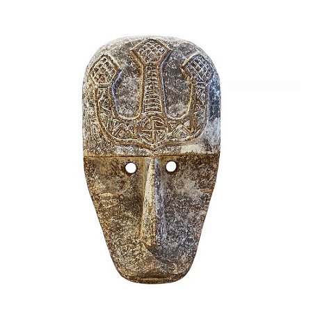 MÁSCARA DECORATIVA DAN TRIBAL EM MADEIRA L22CM X A62CM