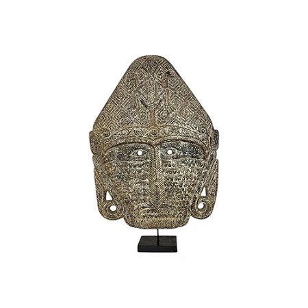 MÁSCARA DECORATIVA SENUFO TRIBAL EM MADEIRA L47CM X A70CM