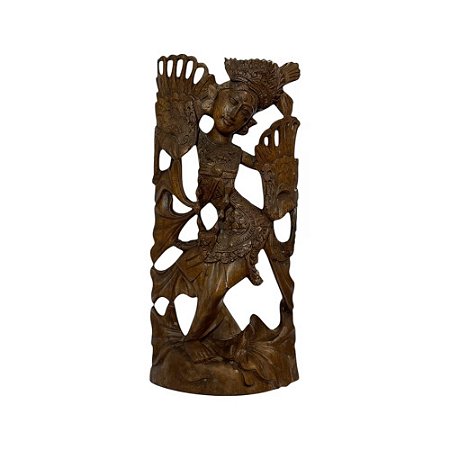 ESCULTURA IMPORTADA VIDHYA DHARI EM MADEIRA L25CM X A51CM