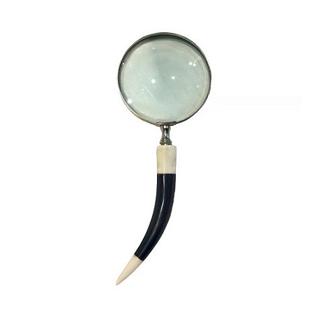 LUPA DECORATIVA IMPORTADA INDIANA PRATEADA COM CHIFRE PRETO