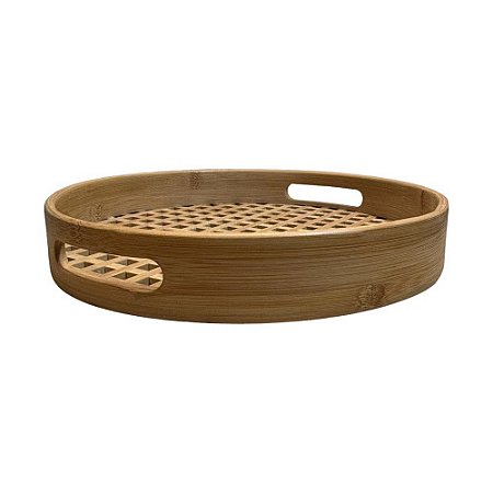 BANDEJA DECORATIVA BAMBU VAZADO MÉDIA D30CM