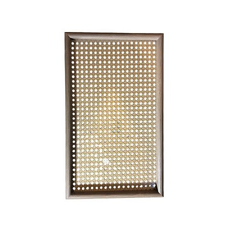 BANDEJA IMPORTADA EM RATTAN E MADEIRA RETANGULAR GRANDE 38CM X 04CM X 18CM