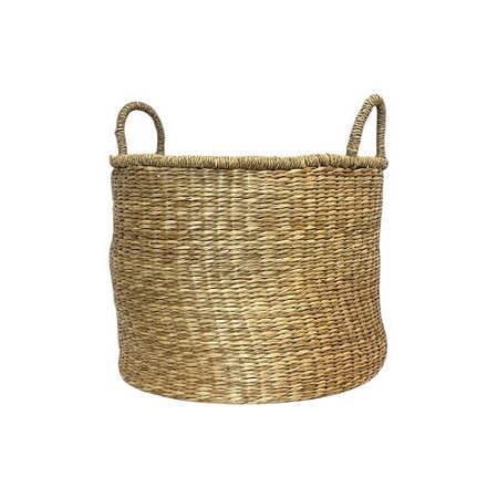 CESTO PALHA NATURAL COM ALÇAS D40CM X A40CM