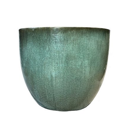 VASO VIETNAMITA CERÂMICA IMPORTADO NASSAU MOSS GREEN EXTRA GRANDE D70CM X A58CM