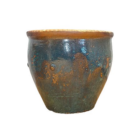 VASO RÚSTICO CERÂMICA IMPORTADO TIBET VERDE PEQUENO D58CM X A53CM