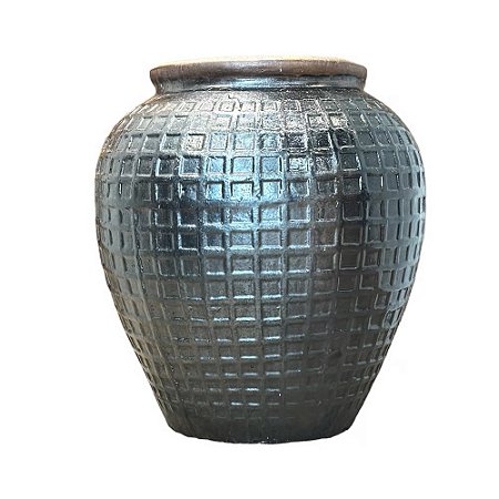 VASO RÚSTICO CERÂMICA IMPORTADO INGLATERRA PRETO EXTRA GRANDE D70CM X A85CM