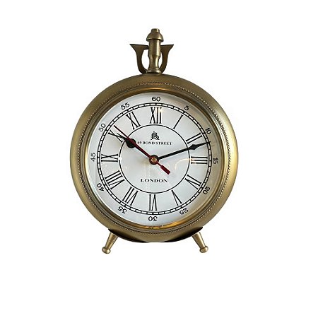 RELÓGIO DE MESA EM METAL DOURADO D20CM X A26CM