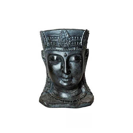 VASO BUDA EM RESINA NEGRA D15CM X A20CM