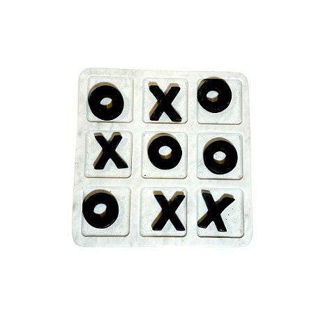 JOGO DA VELHA IMPORTADO EM MÁRMORE BRANCO E CINZA 20CM