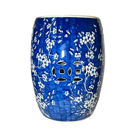 GARDEN SEAT  IMPORTADO PORCELANA AZUL E BRANCA FLORATA SHANG D34 X A48CM