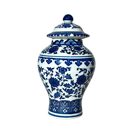 MINI POTICHE IMPORTADO PORCELANA AZUL E BRANCA BENITOITE D09 X A17CM