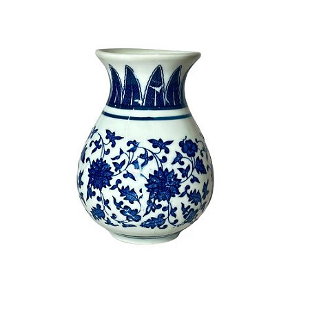 MINI FLOREIRO IMPORTADO PORCELANA AZUL E BRANCA SODALITA D08 X A12CM