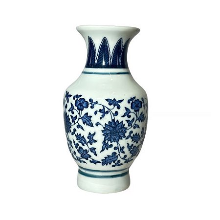 MINI FLOREIRO IMPORTADO PORCELANA AZUL E BRANCA TOPÁZIO D07 X A14CM