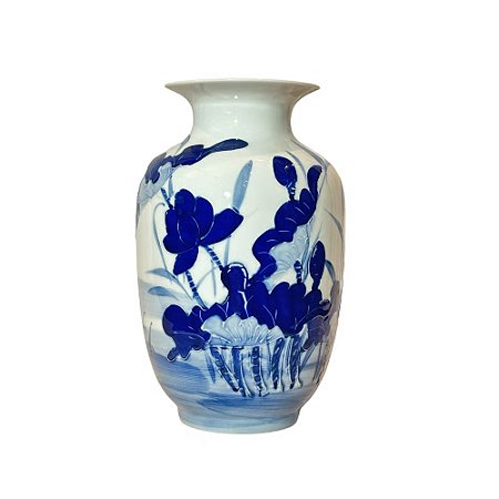 FLOREIRO AZUL E BRANCA EM RELEVO KOI D13 X A12CM