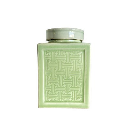 MINI POTICHE IMPORTADO PORCELANA CELADON QUADRADO L13 X A19CM