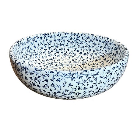 CUBA PORCELANA AZUL E BRANCA FLORA D40CM X A14CM