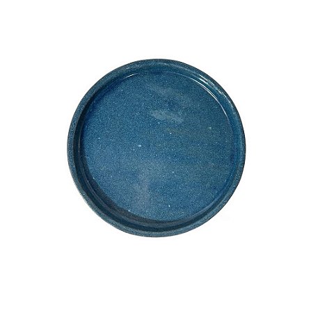 BANDEJA REDONDA CERÂMICA ESMALTADA IMPORTADA AQUA D25CM X A03CM