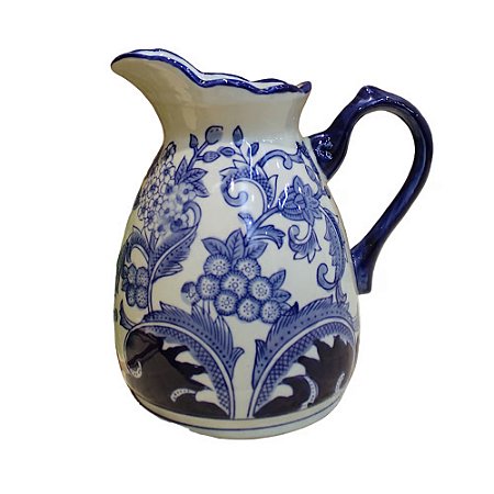 JARRO EM PORCELANA AZUL E BRANCA DESTINY A22CM