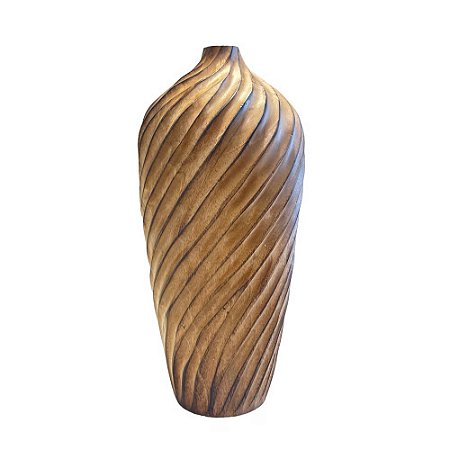 ESCULTURA VASO EM MADEIRA TWIST GRANDE 40CM