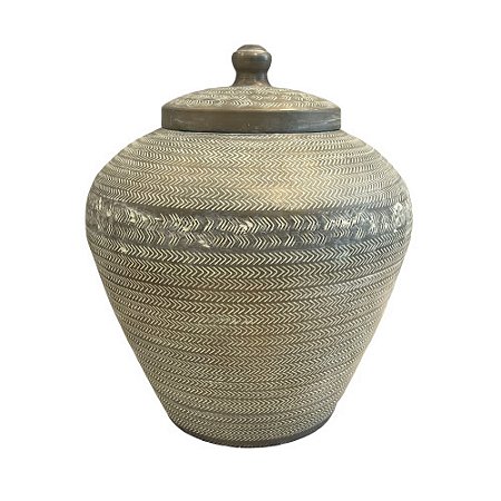 POTE COM TAMPA EM WHITE METAL IMPORTADO D32CM X A35CM