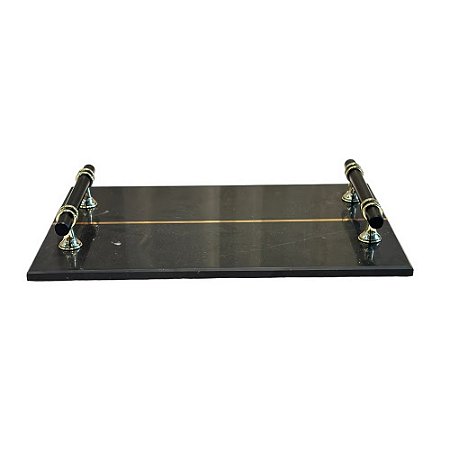 BANDEJA EM MÁRMORE NEGRO L30CM X A5CM
