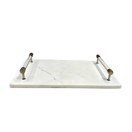 BANDEJA EM MÁRMORE BRANCO L40CM X A7CM