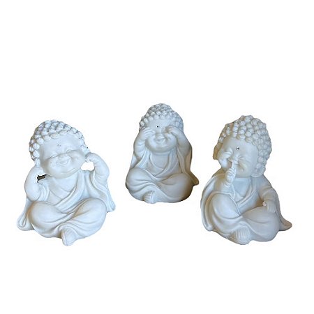 TRIO MINI MONGE MARMORITE NÃO VEJO, NÃO ESCUTO, NÃO FALO 08CM