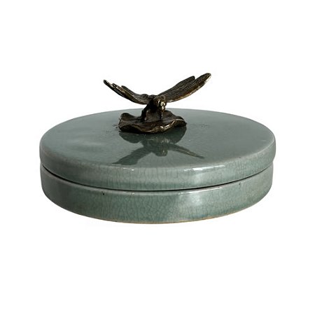PORTA JOIAS CELADON LIBELULA REDONDA D11CM