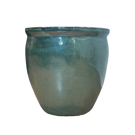 VASO VIETNAMITA CERÂMICA IMPORTADO ARGÉLIA MOSS GREEN MÉDIO D50CM X A50CM