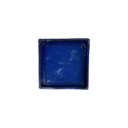 BANDEJA EM CERÂMICA QUADRADA ESMALTADA IMPORTADA AZUL D16CM X A04CM