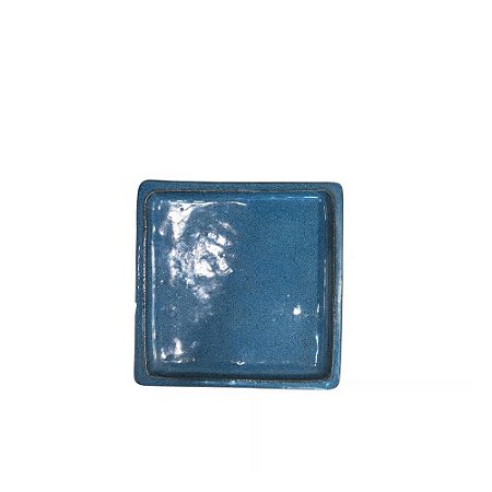 BANDEJA EM CERÂMICA QUADRADA ESMALTADA IMPORTADA AZUL TURQUESA D21CM X A03CM
