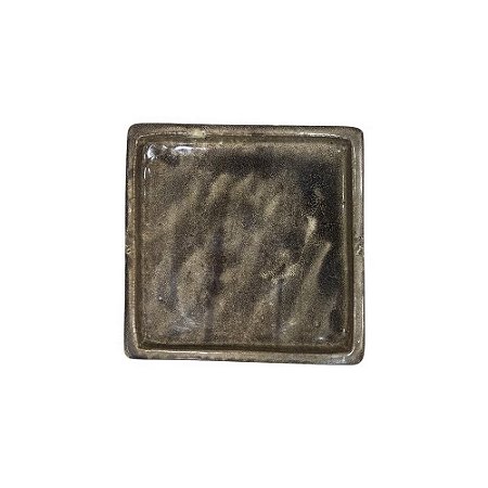 BANDEJA EM CERÂMICA QUADRADA ESMALTADA IMPORTADA COFFEE D26CM X A04CM
