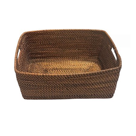 CESTO RETANGULAR EM RATTAN MÉDIA L42CM X A20CM X P25CM
