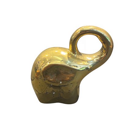 ESCULTURA ELEFANTE EM BRONZE DOURADO 10CM