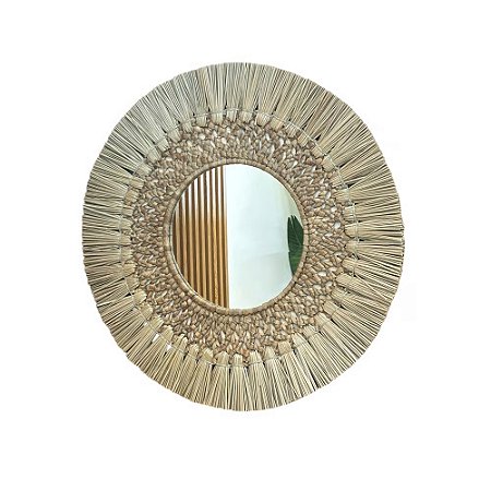 ESPELHO BOHO BALI KERTHA EM FIBRA NATURAL D70CM